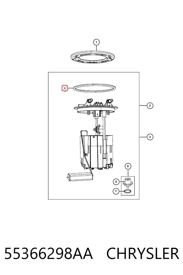 Junta del sensor de nivel de combustible/bomba de combustible (depósito de combustible) 55366298AA Chrysler