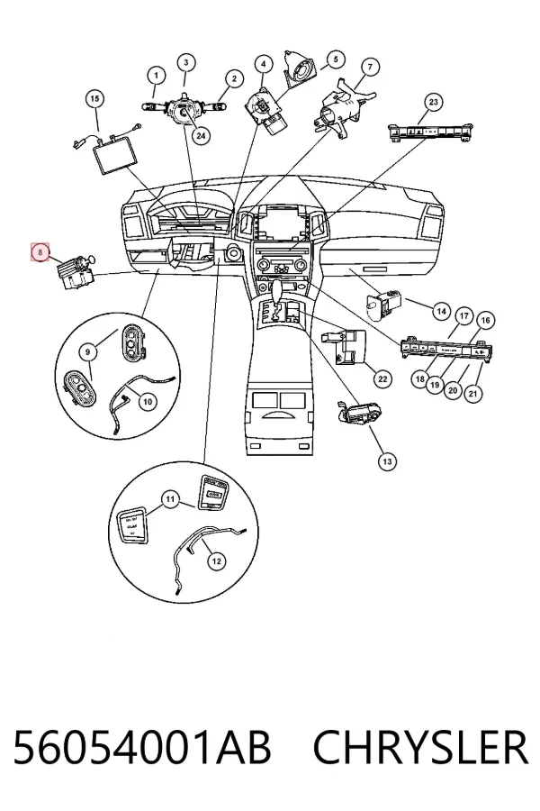 Interruptor de luz de freno 56054001AB Chrysler