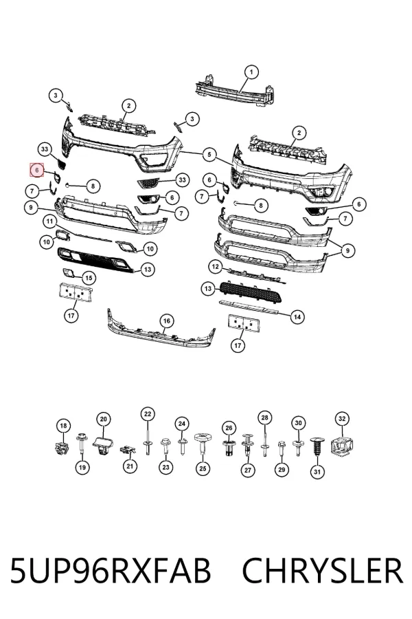 Tapa de rejilla de faro antiniebla delantero derecho 5UP96RXFAB Chrysler