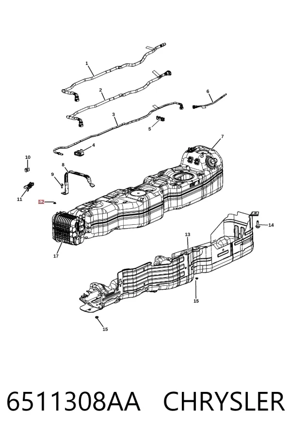 Perno de brazo longitudinal trasero (de alineación) 6511308AA Chrysler