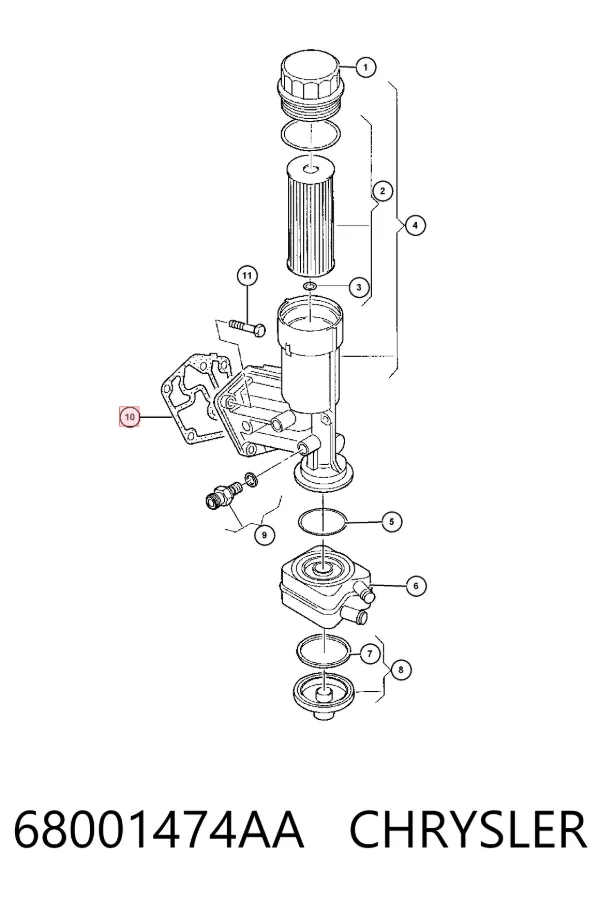 Junta del adaptador del filtro de aceite 68001474AA Chrysler
