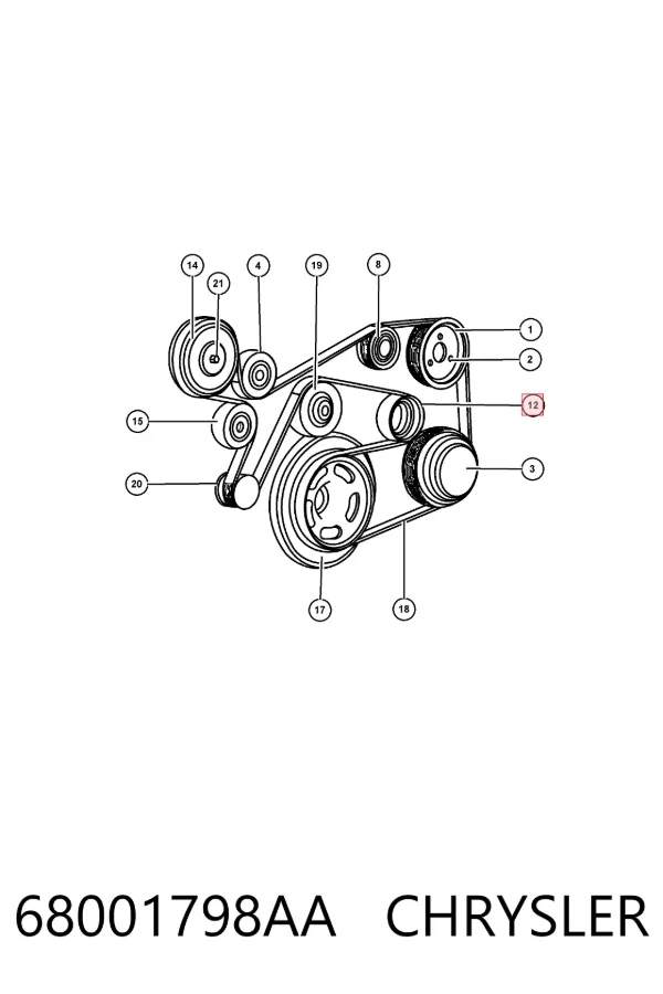 Tensor de correa poli V 68001798AA Chrysler