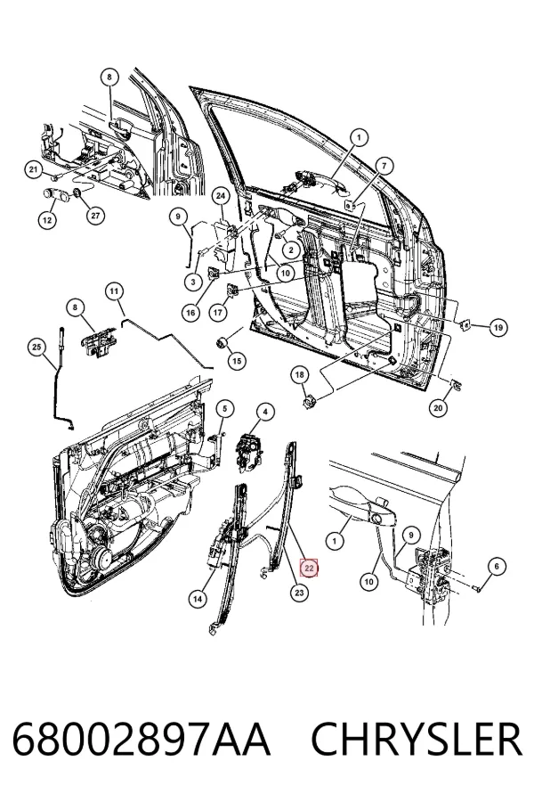 Mecanismo de elevalunas delantero izquierdo 68002897AA Chrysler