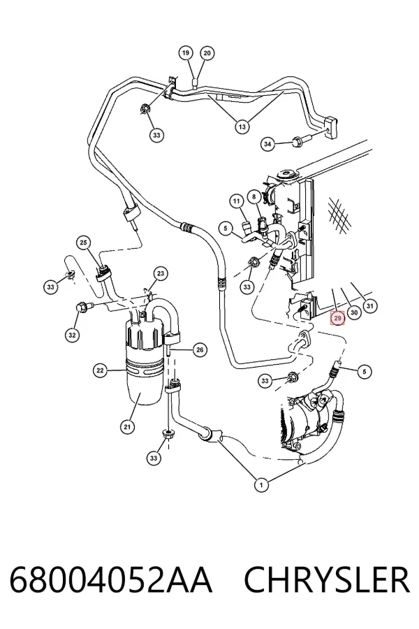 Condensador aire acondicionado 68004052AA Chrysler