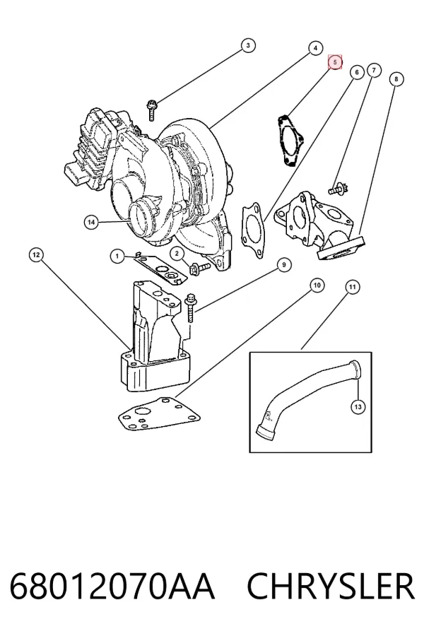 Junta de turbina de escape 68012070AA Chrysler