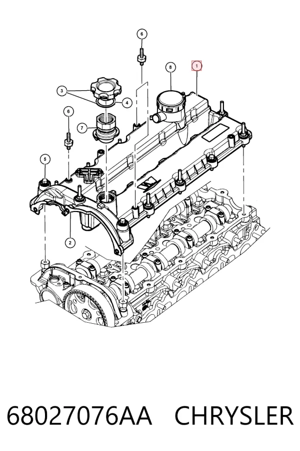 Tapa de balancines 68027076AA Chrysler