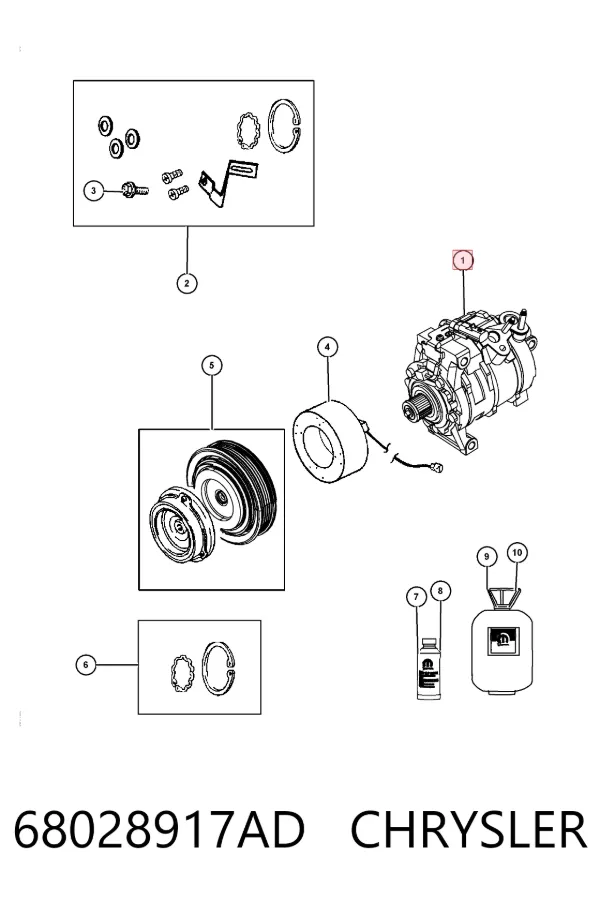 Compresor de aire acondicionado 68028917AD Chrysler