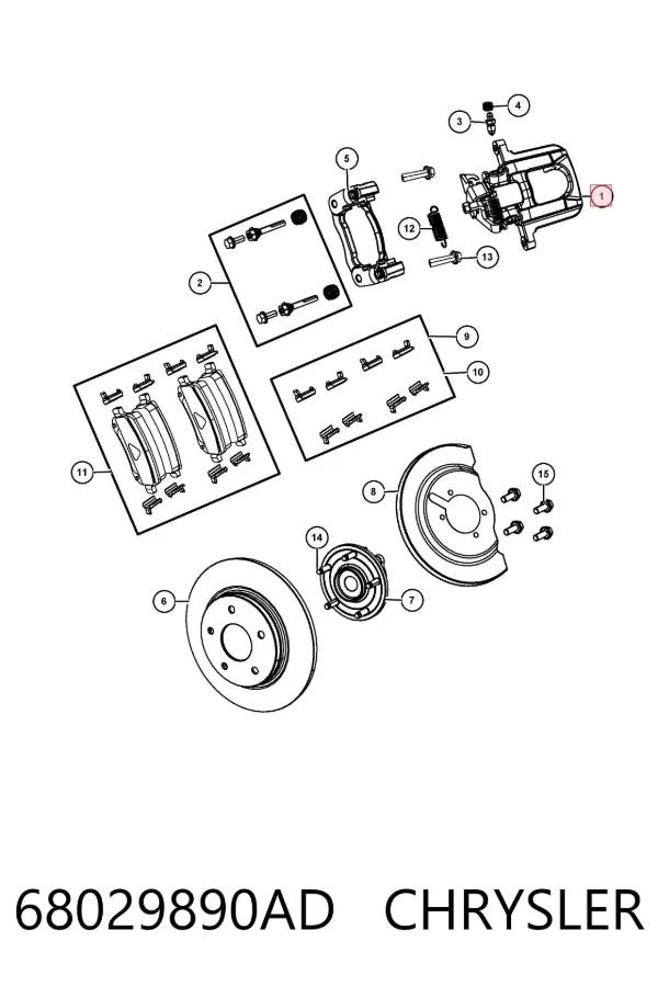 Pinza de freno trasera derecha 68029890AD Chrysler