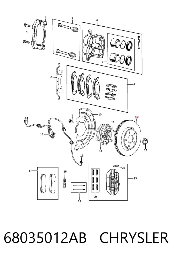 Disco de freno 68035012AB Chrysler
