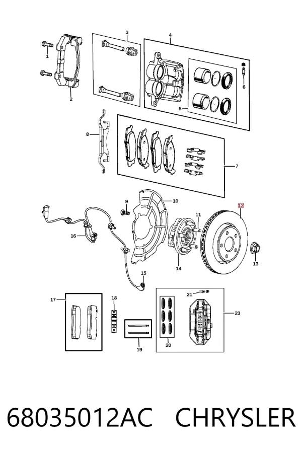Disco de freno 68035012AC Chrysler