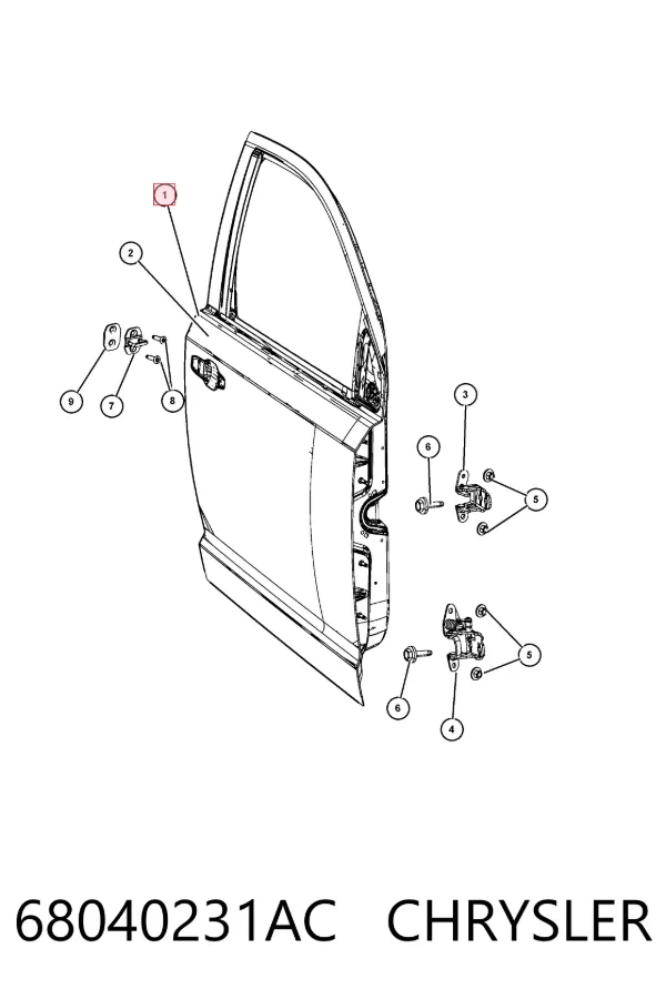 Puerta delantera izquierda 68040231AC Chrysler
