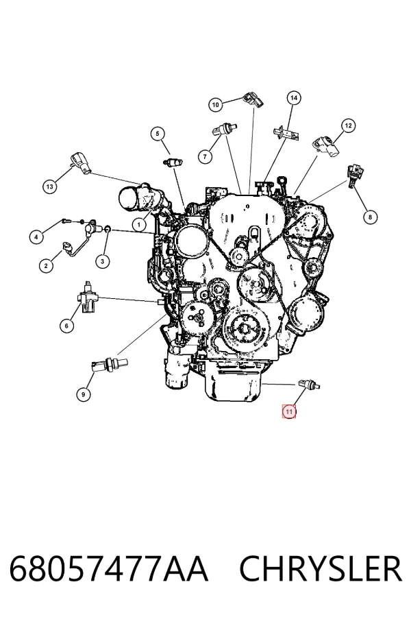 Sensor de temperatura de combustible 68057477AA Chrysler