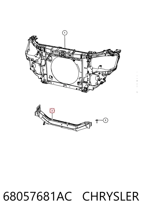 Soporte inferior del radiador (panel de montaje de faros) 68057681AC Chrysler