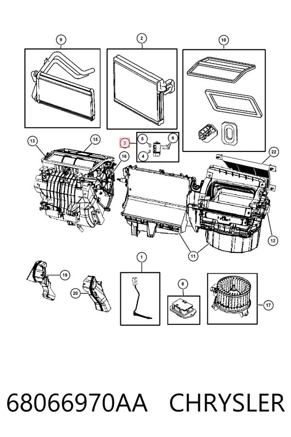Válvula TRV del aire acondicionado 68066970AA Chrysler