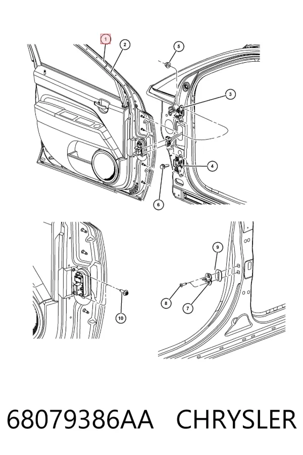Puerta delantera derecha 68079386AA Chrysler