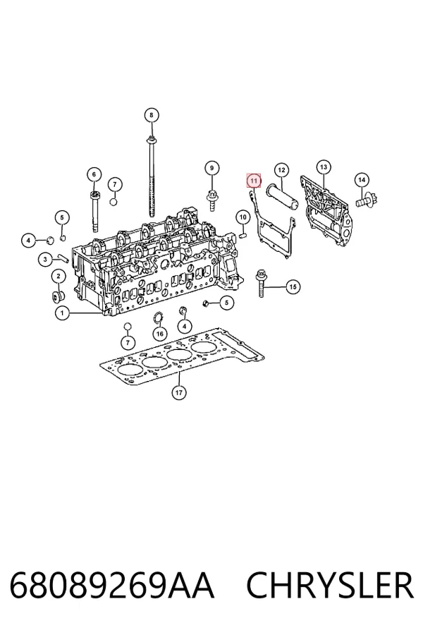 Junta de tapa trasera de culata 68089269AA Chrysler