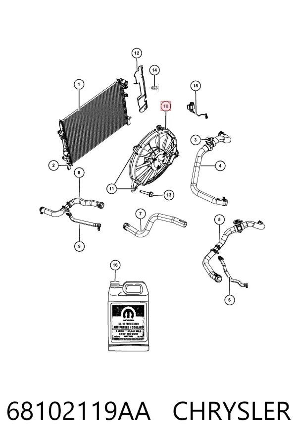 Ventilador de radiador 68102119AA Chrysler