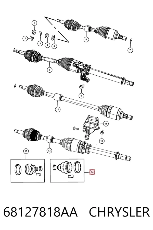 Fuelle de semieje delantero interior 68127818AA Chrysler