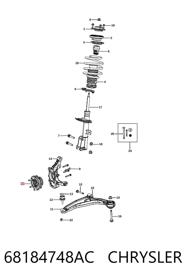 Buje de rueda delantero 68184748AC Chrysler