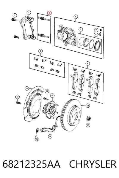 Guía de la pinza de freno delantera CHRYSLER 68212325AA