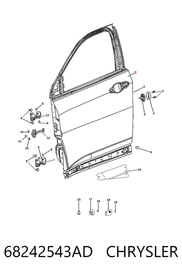 Puerta delantera izquierda 68242543AD Chrysler