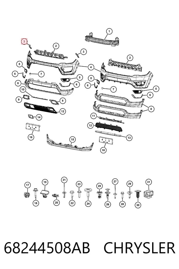 Soporte de parachoques delantero derecho 68244508AB Chrysler