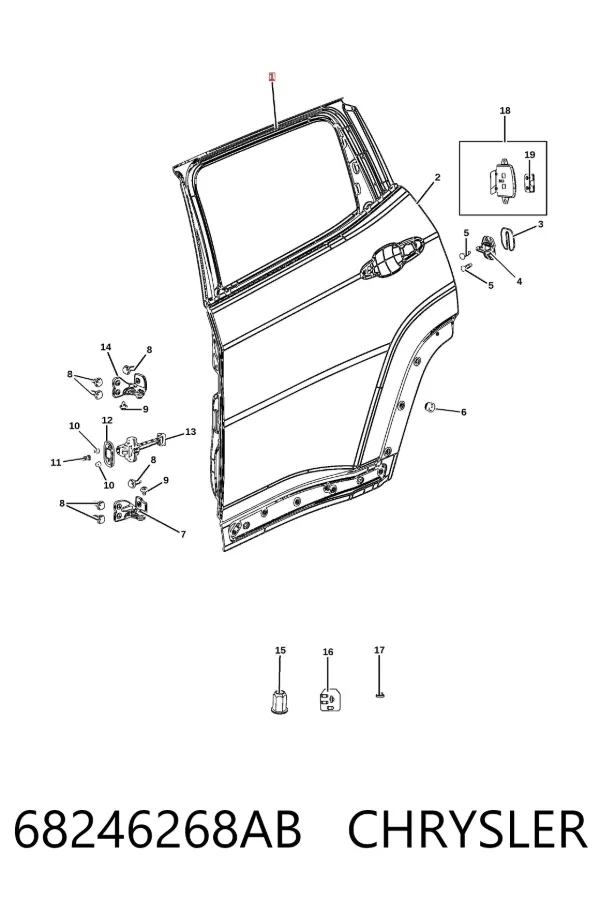 Puerta trasera derecha 68246268AB Chrysler