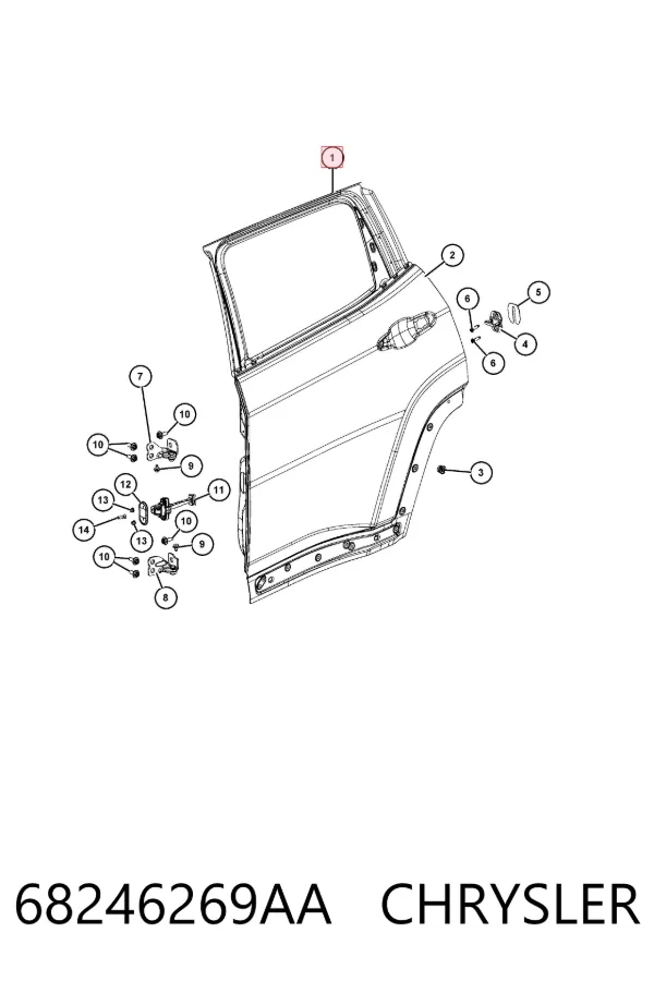 Puerta trasera izquierda 68246269AA Chrysler