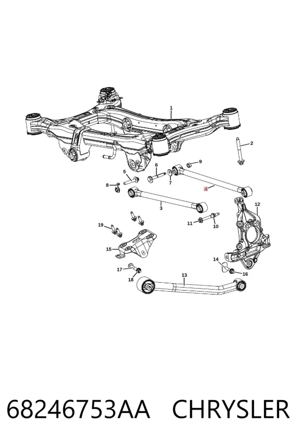 Barra transversal de la suspensión trasera 68246753AA Chrysler