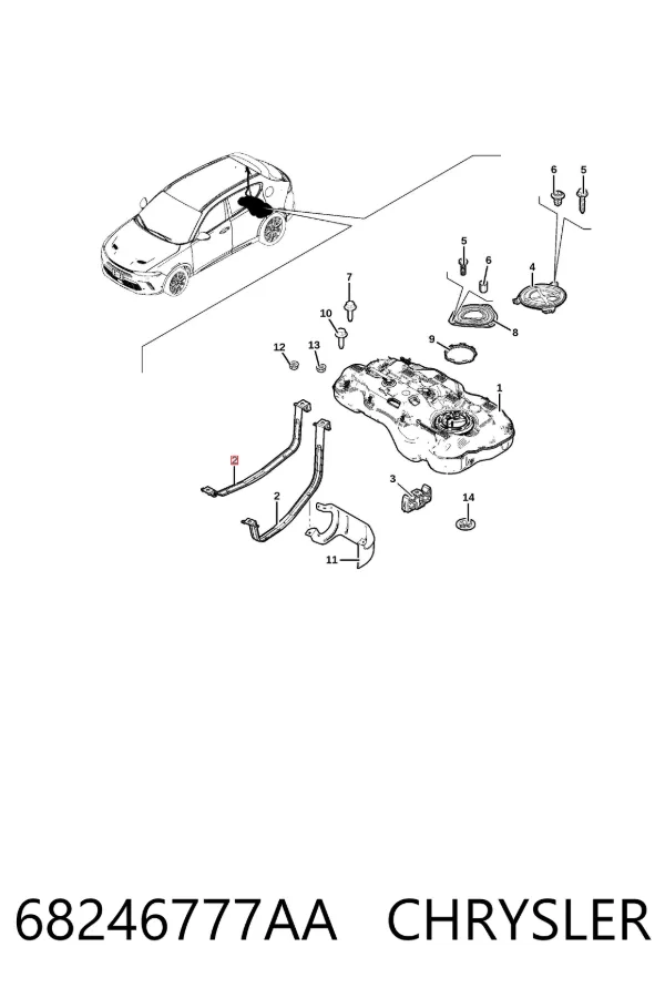 Soporte del tanque de combustible 68246777AA Chrysler