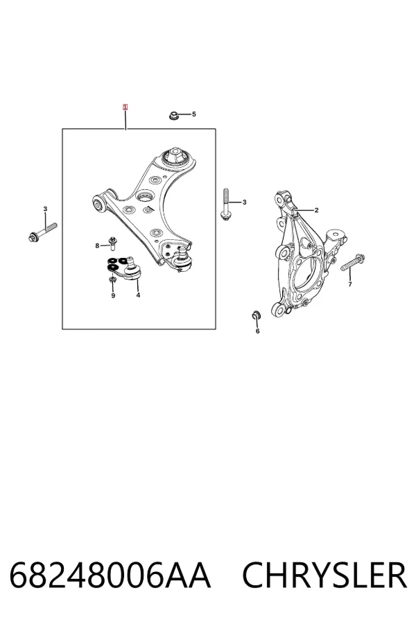 Brazo inferior izquierdo de la suspensión delantera 68248006AA Chrysler