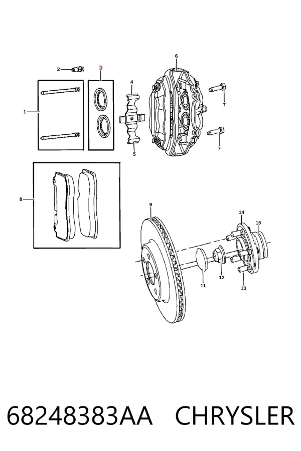 Kit de reparación de pinzas de freno 68248383AA Chrysler