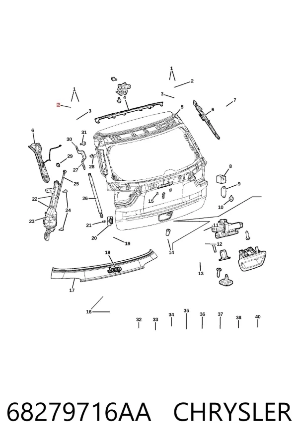 Bisagra de puerta trasera 68279716AA Chrysler