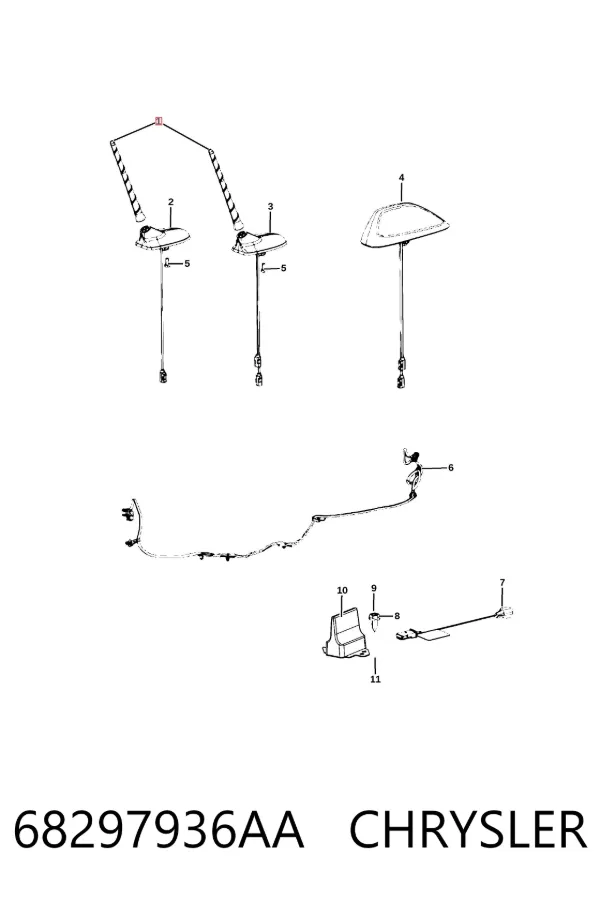 Vástago de antena 68297936AA Chrysler
