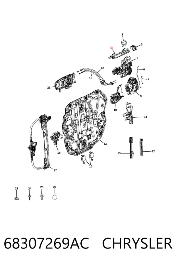 Manija exterior de puerta delantera 68307269AC Chrysler