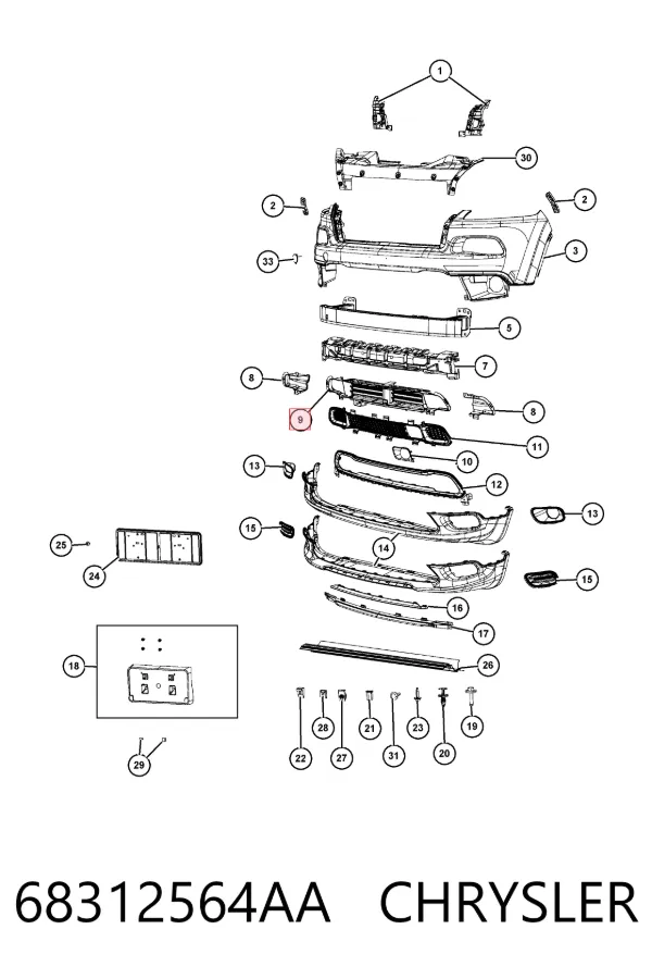 Persiana del radiador 68312564AA Chrysler