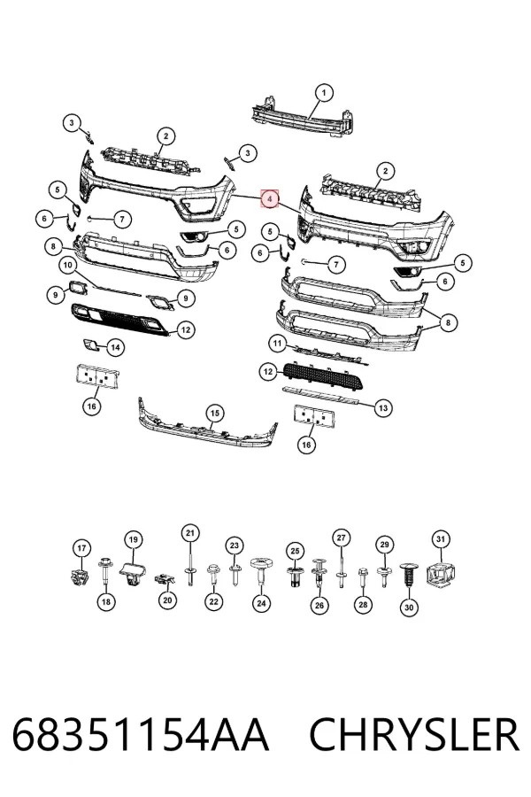 Paragolpes 68351154AA Chrysler