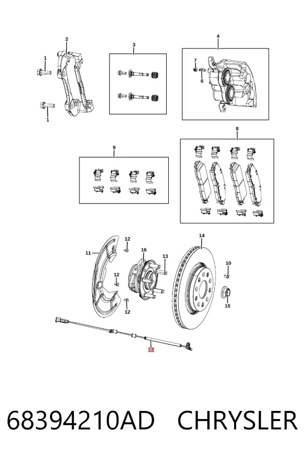 Sensor ABS 68394210AD Chrysler
