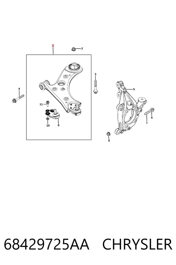 Brazo inferior derecho de la suspensión delantera 68429725AA Chrysler