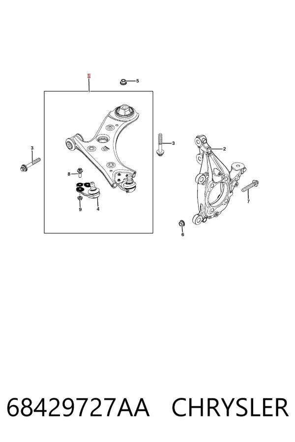 Brazo inferior izquierdo de la suspensión delantera 68429727AA Chrysler