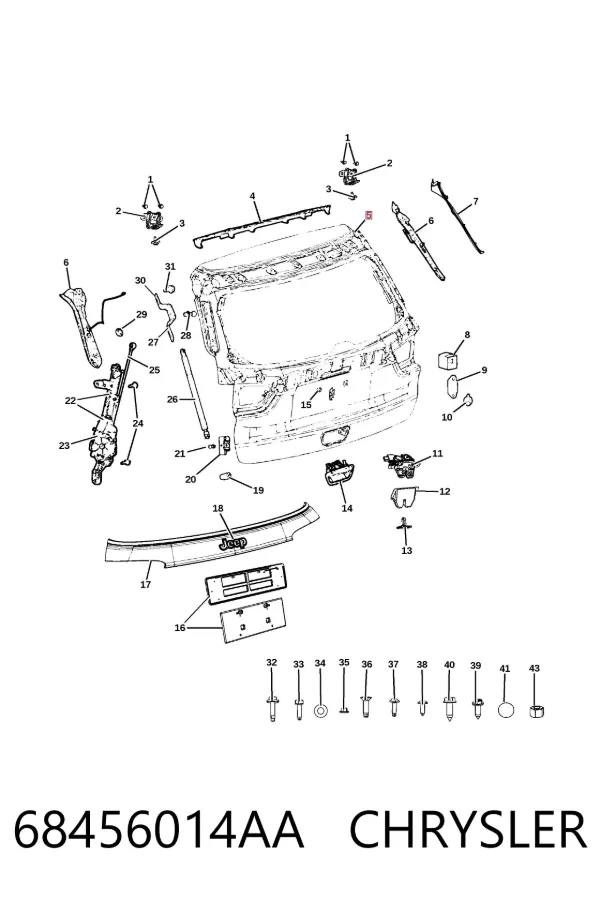 Puerta trasera 68456014AA Chrysler