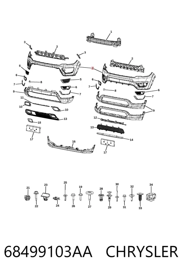 Paragolpes 68499103AA Chrysler