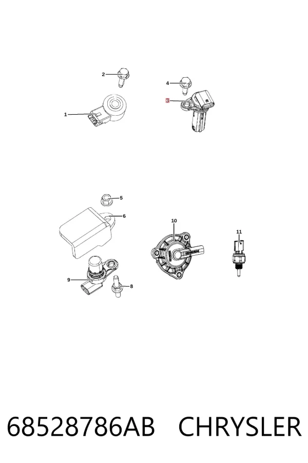 Sensor de cigüeñal 68528786AB Chrysler
