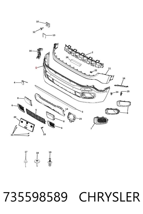 Paragolpes 735598589 Chrysler