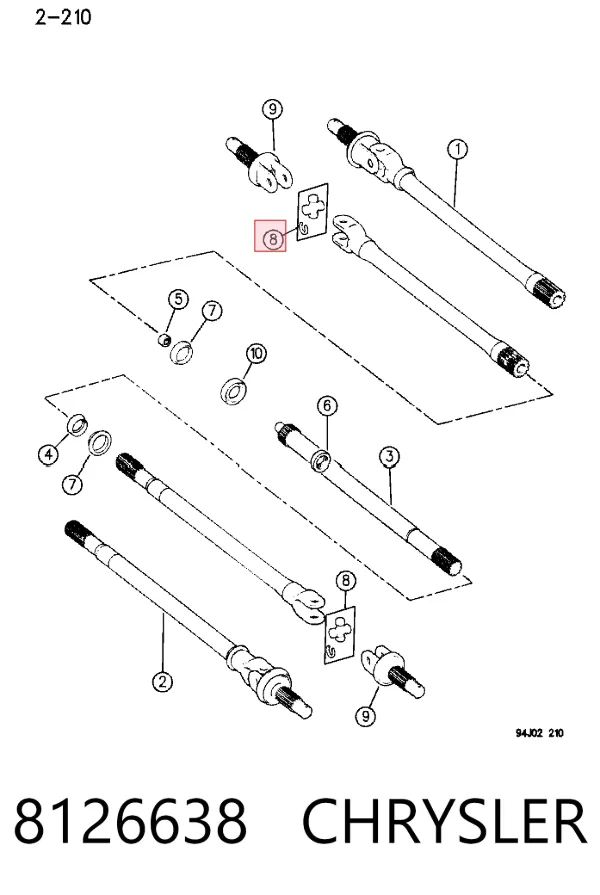 Cruceta del semieje delantero 8126638 Chrysler
