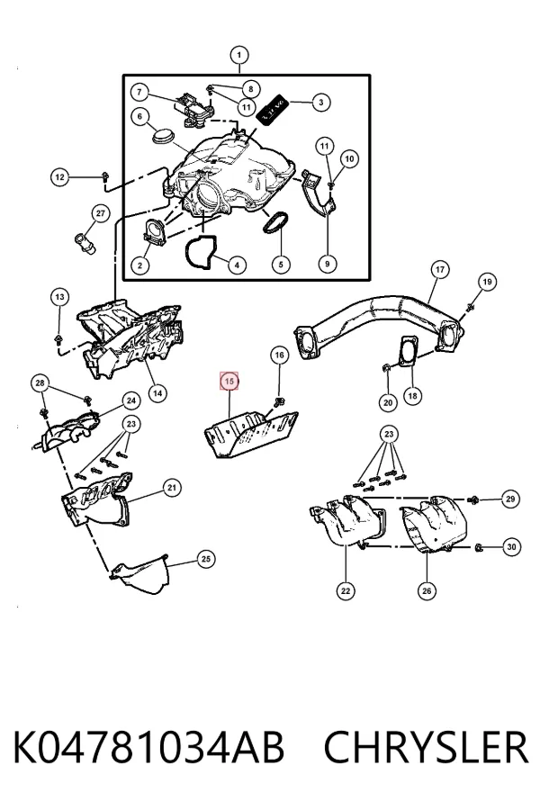Junta de colector de admisión K04781034AB Chrysler