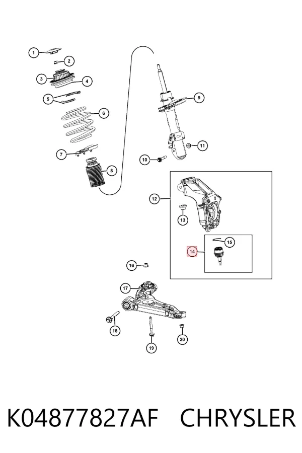 Rótula inferior de suspensión K04877827AF Chrysler