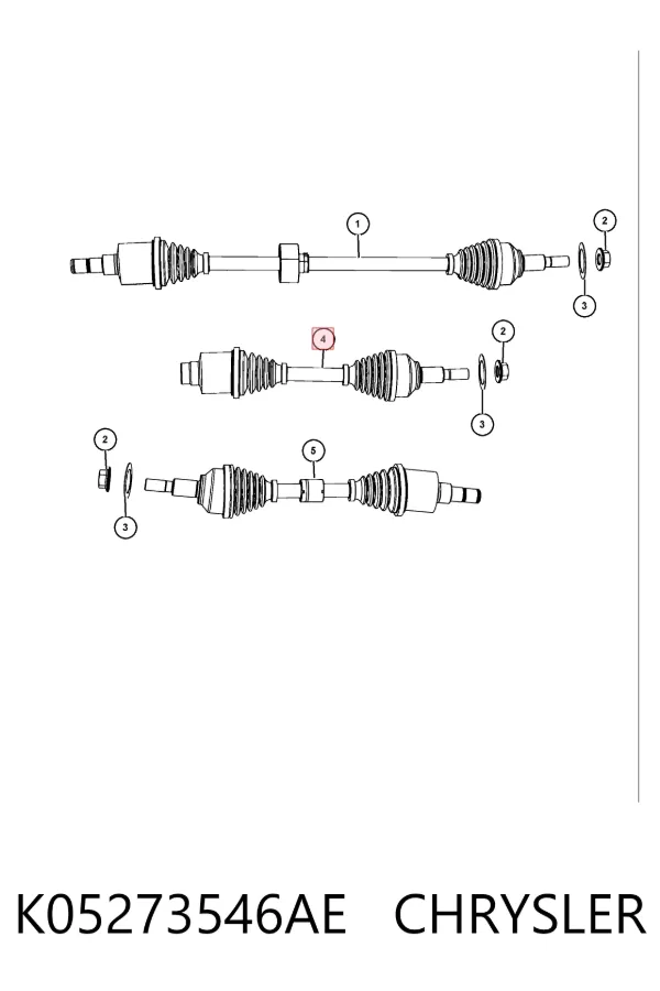 Semieje delantero derecho K05273546AE Chrysler