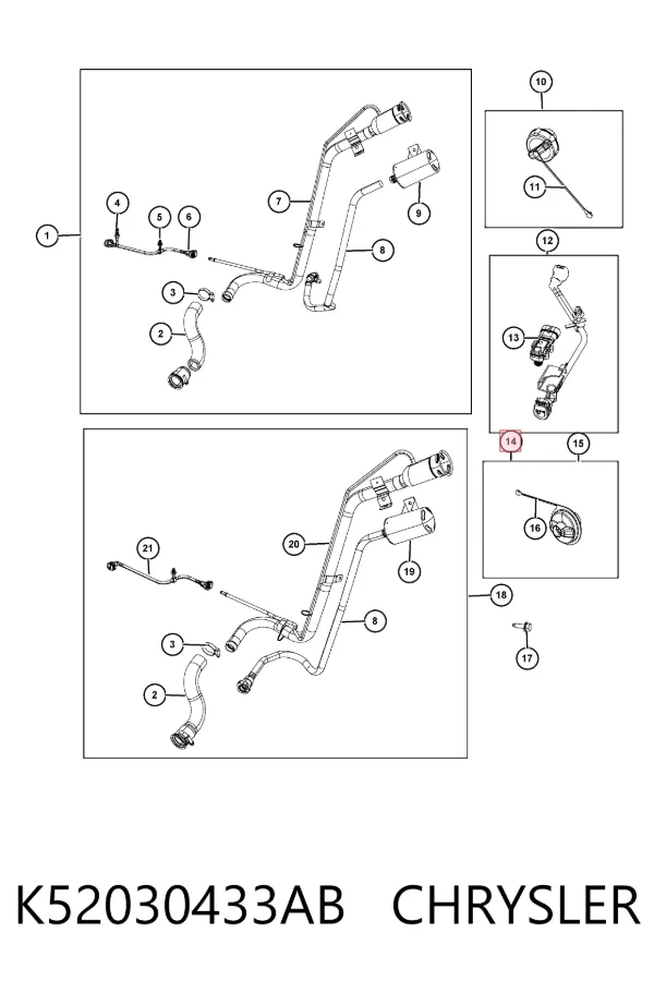 Tapa de depósito de combustible K52030433AB Chrysler