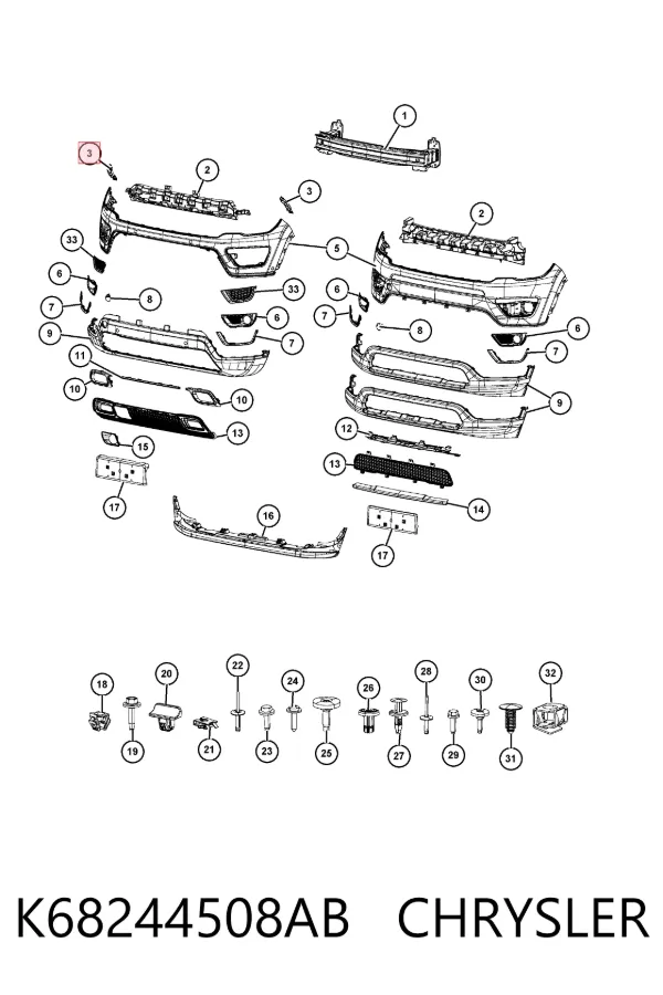 Soporte de parachoques delantero derecho K68244508AB Chrysler